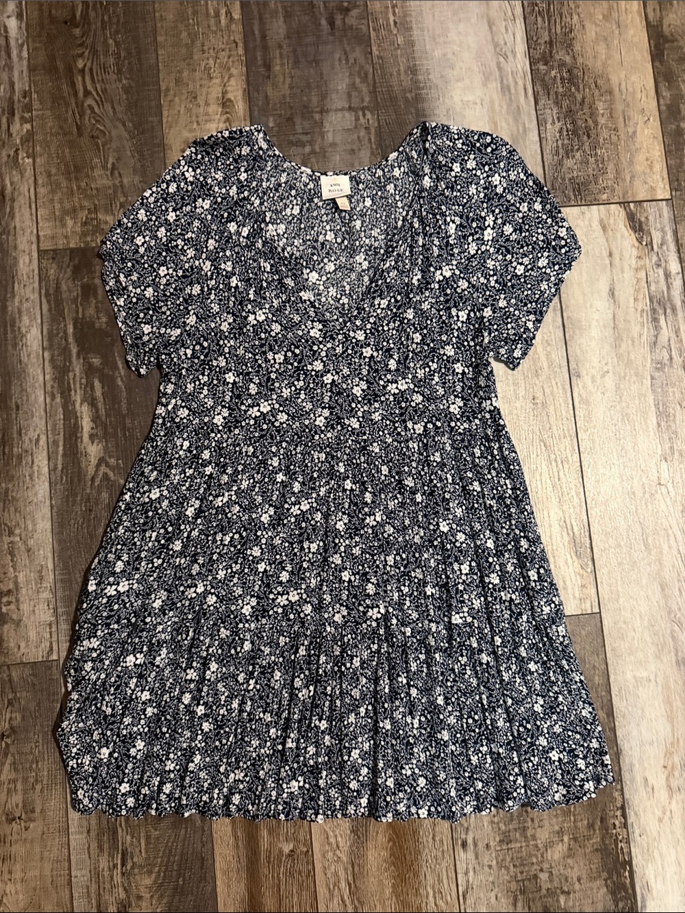 Navy Floral Short-Sleeve Dress